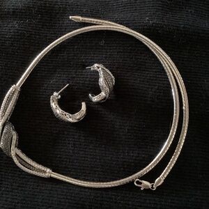 Silver necklace with matching earrings